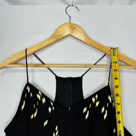 Everly Spaghetti Dress Black and Gold Size Large Racerback Knee Length Flare - Picture 12 of 16